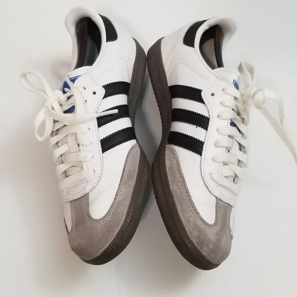 adidas Samba OG Shoes Mens 8 White Black Gum B75806 Lifestyle Street Casual EUC